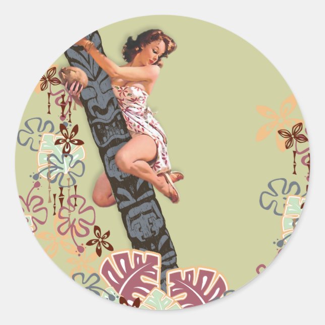 Pegatina Redonda El Kitsch Bitsch: ¡Arriba Un Árbol Tiki! (Anverso)