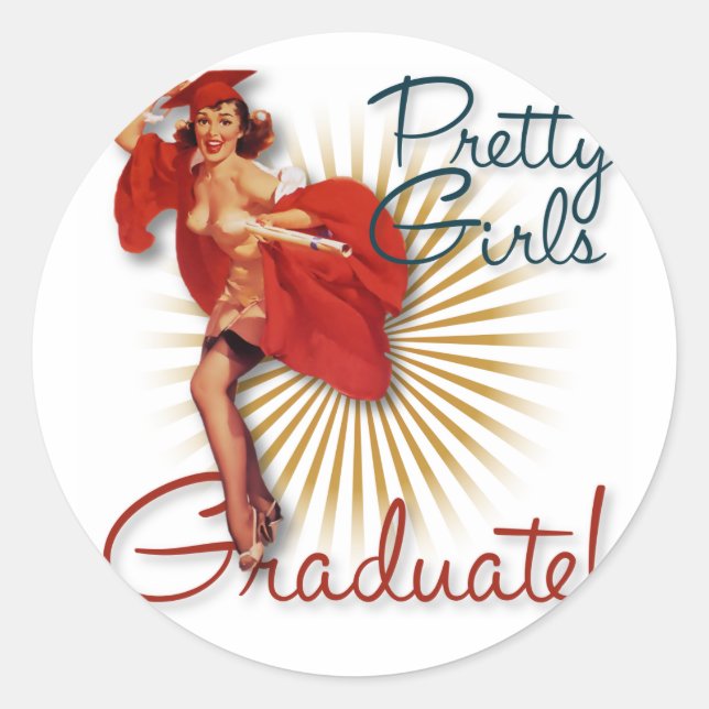 Pegatina Redonda El Kitsch Bitsch : Chicas Graduados! (Anverso)