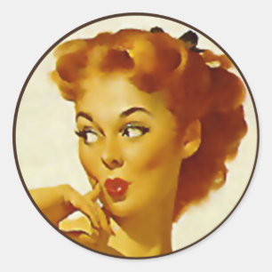 Pegatina Redonda El kitsch BItsch: Retratos Pin-Para arriba