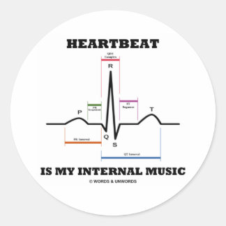 Pegatina Redonda El latido es mi música interna (ECG/EKG)