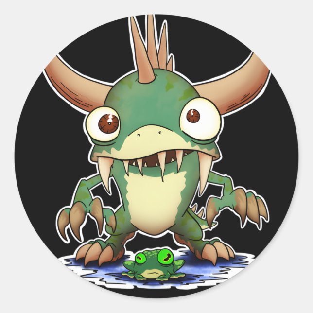 Pegatina Redonda El Legendario Hodag De Rhinelander De Wisconsin (Anverso)