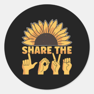 Pegatina Redonda El lenguaje de Rótulo americano comparte la concie