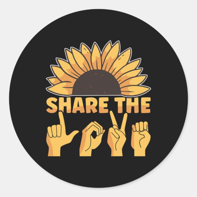 Pegatina Redonda El lenguaje de Rótulo americano comparte la concie (Anverso)