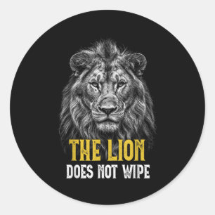 Pegatina Redonda El León No Limpia - Gracioso Meme De León