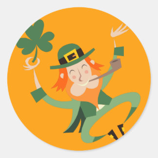 Pegatina Redonda El Leprechaun bailarín