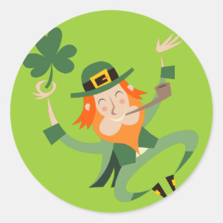 Pegatina Redonda El Leprechaun bailarín