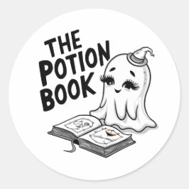 Pegatina Redonda El Libro De Pociones Para Halloween
