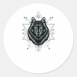 Pegatina Redonda El lobo