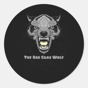 Pegatina Redonda El lobo gris malo