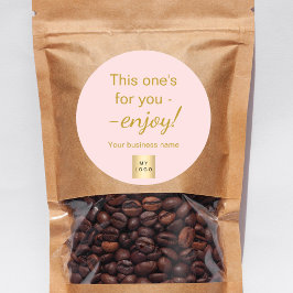 Pegatina Redonda El logo comercial del cliente de oro rosa envuelve