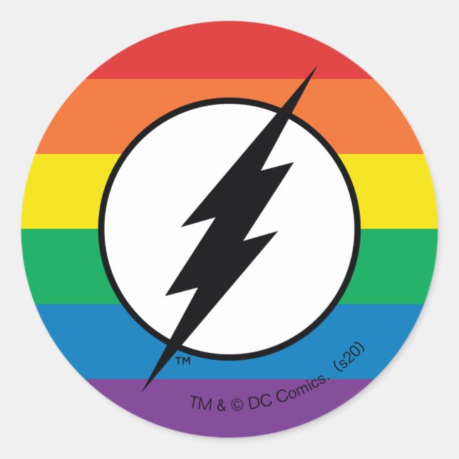 Pegatina Redonda El logo de Flash Rainbow (Anverso)
