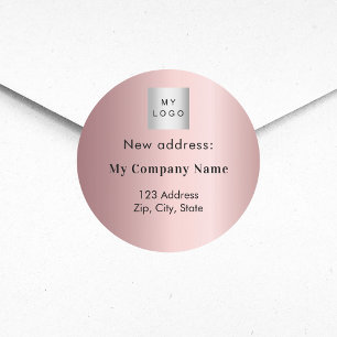 Pegatina Redonda El logotipo de negocios rosa de Rubor ha cambiado