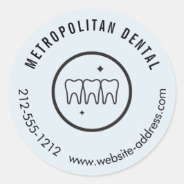 Pegatina Redonda El logotipo negro de los dientes modernos azul