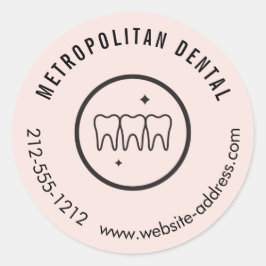 Pegatina Redonda El logotipo negro de los dientes modernos rosado