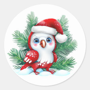 Pegatina Redonda El loro de los Navidades cutáneos