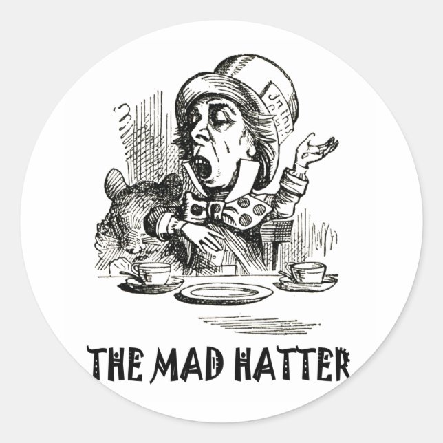 PEGATINA REDONDA EL MAD HATTER (Anverso)