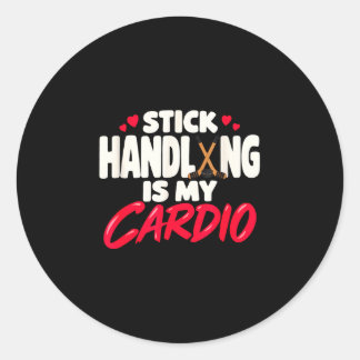 Pegatina Redonda El manejo del stick es cardio para jugadores de ho