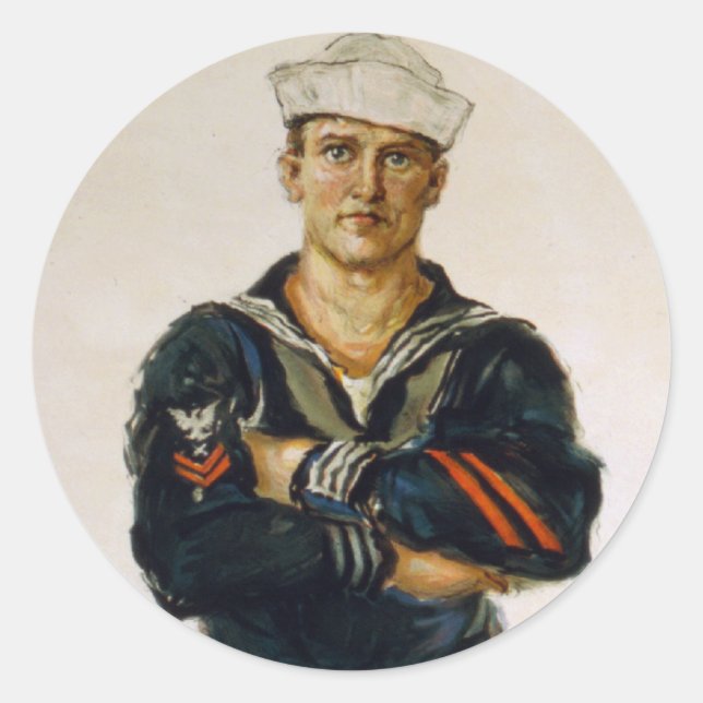 Pegatina Redonda Él mantiene al mundo seguro para la democracia (Anverso)