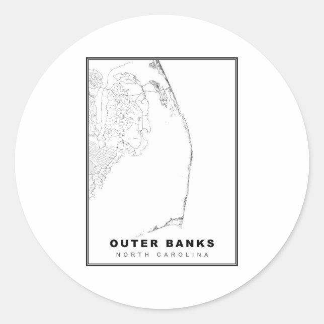 Pegatina Redonda El mapa de Outer Banks (Anverso)