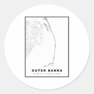 Pegatina Redonda El mapa de Outer Banks