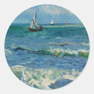 Pegatina Redonda El mar en Les Saintes Maries de la Mer   Van Gogh