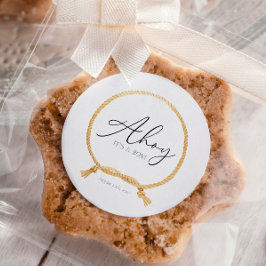 Pegatina Redonda El mar Náutico Mínimo Knot Ahoy es un niño