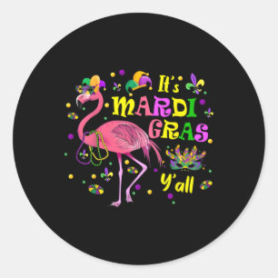 Pegatina Redonda El Mardi Gras Y'all Chicas de disfraces de flamenc