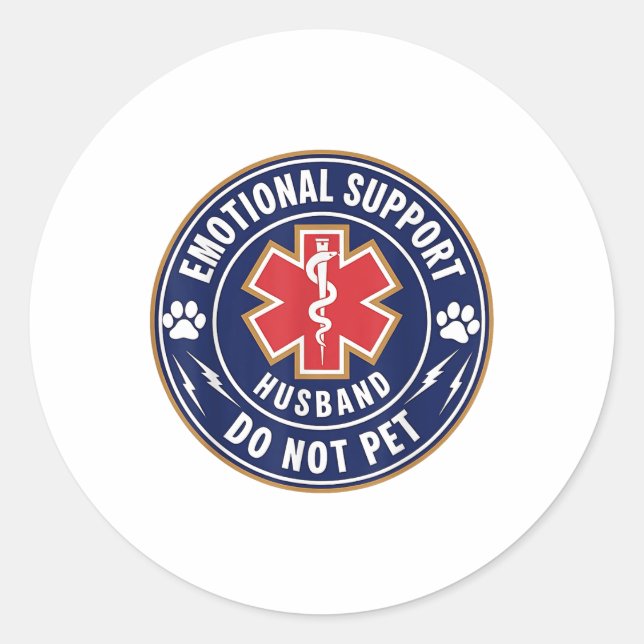 Pegatina Redonda El Marido De Apoyo Emocional No Mascota El Perro D (Anverso)