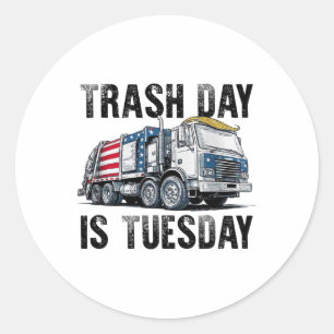 Pegatina Redonda El martes es el día de la basura Trump