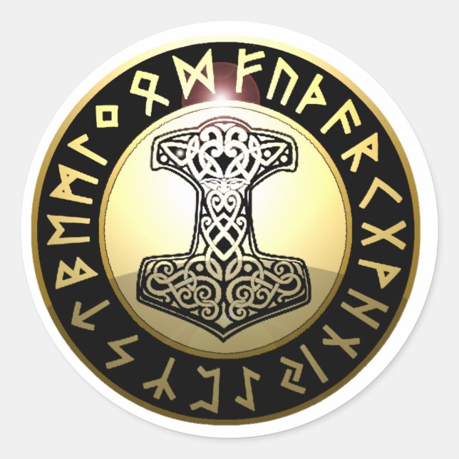 Pegatina Redonda El martillo de Thor (Anverso)