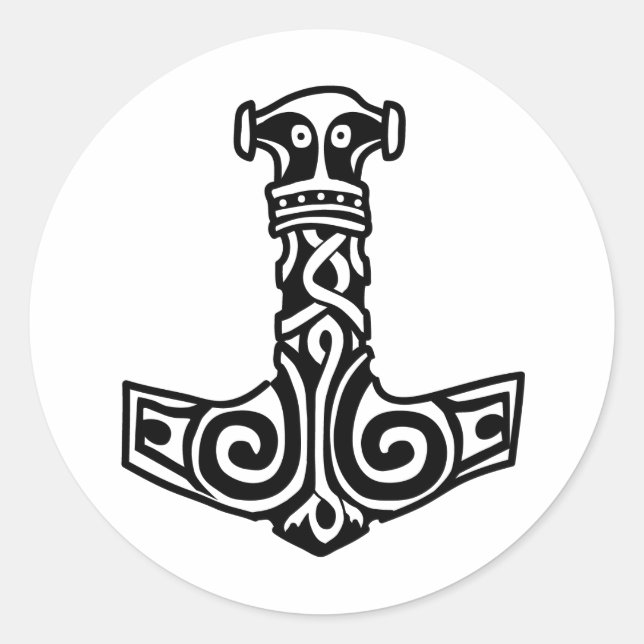 Pegatina Redonda El martillo de Thor (Anverso)