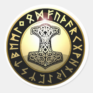 Pegatina Redonda El martillo del Thor