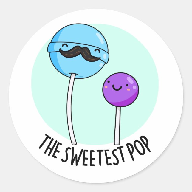 Pegatina Redonda El más dulce pop divertido Lollipop Pun (Anverso)