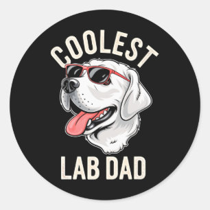 Pegatina Redonda El más frío de Lab Dad Dog Labrador Perro Dueño de