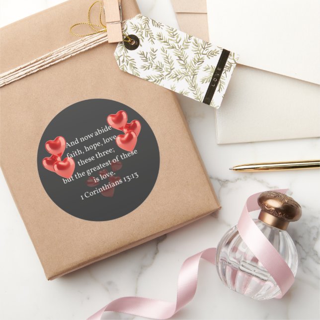 Pegatina Redonda "... el más grande de estos enamorados". cristiano (Regalar)