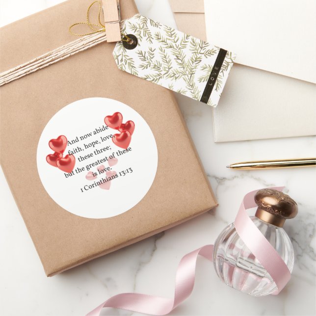 Pegatina Redonda "... el más grande de estos enamorados". cristiano (Regalar)