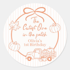 Pegatina Redonda El más lindo en el parche de calabazas cumpleaños