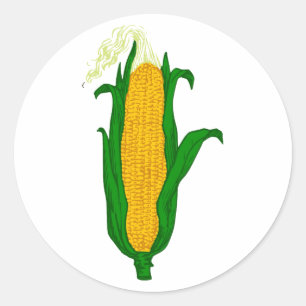 Pegatina Redonda El mayo mazorca corn cob