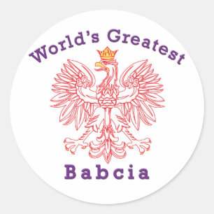 Pegatina Redonda El mayor águila de Babcia del mundo