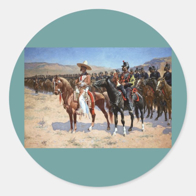 Pegatina Redonda El mayor mexicano de Frederic Remington (1889) (Anverso)