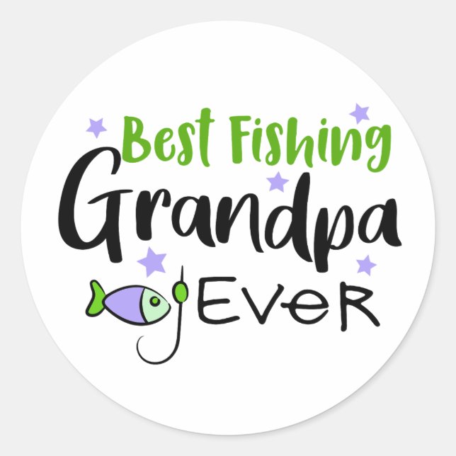 Pegatina Redonda El mejor abuelo de pesca del día del padre (Anverso)