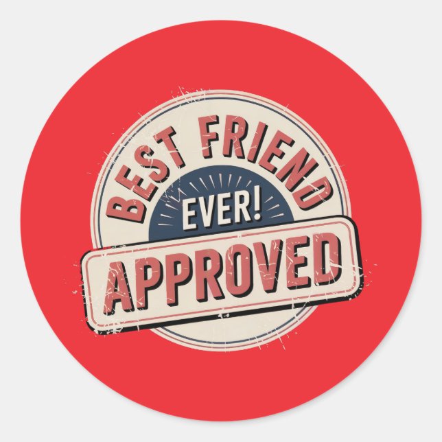 Pegatina Redonda ¡El mejor amigo de todos! Diseño de texto aprobado (Anverso)
