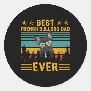 Pegatina Redonda El mejor Bulldog francés padre de perro del mundo