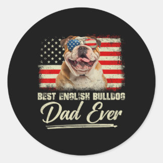Pegatina Redonda El mejor Bulldog inglés papá papi papá papá bander