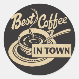 Pegatina Redonda El mejor café en ciudad