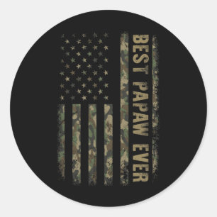Pegatina Redonda El mejor camuflaje de Papaw en la historia: La ban