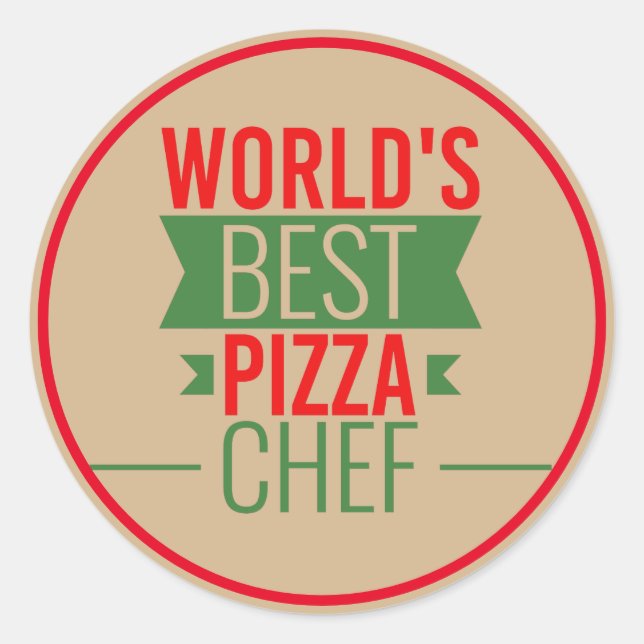 Pegatina Redonda El mejor chef de pizza del mundo - verde rojo (Anverso)