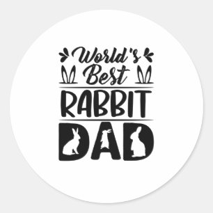 Pegatina Redonda El mejor conejo del mundo, papá-hija-mamá-graciosa