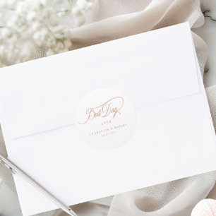 Pegatina Redonda ¡EL MEJOR DÍA DE LA HISTORIA! Elegante, Boda