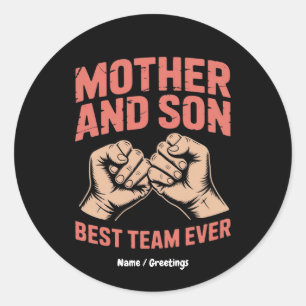 Pegatina Redonda El mejor equipo de madre e hijo feliz día de la ma
